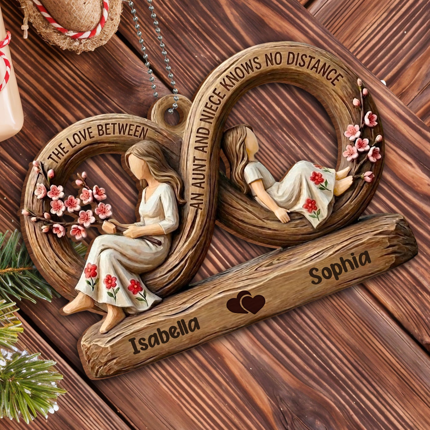 The Love Between An Aunt And Niece, Figures And Floral Design