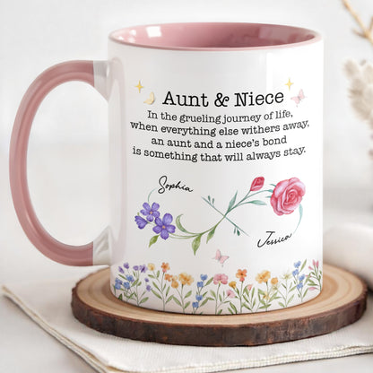 Aunt & Niece Everlasting Bond With Flowers And Butterfly