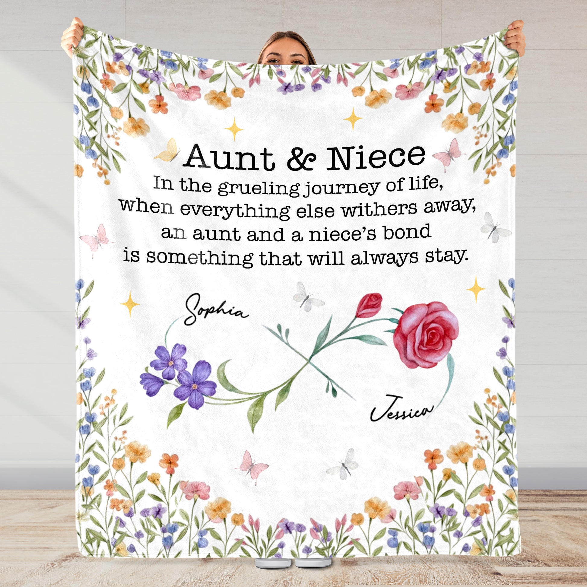 Aunt And Niece's Bond, Featuring Butterflies And Flowers