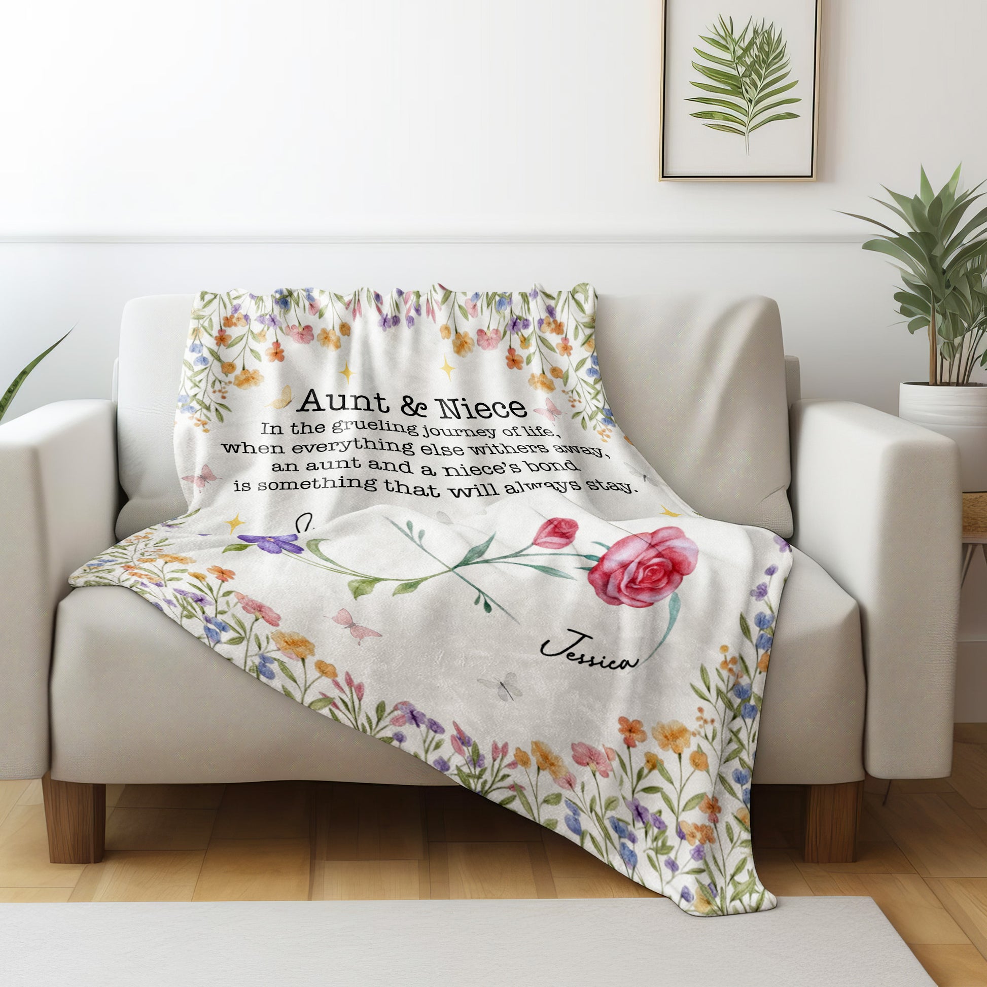 Aunt And Niece's Bond, Featuring Butterflies And Flowers