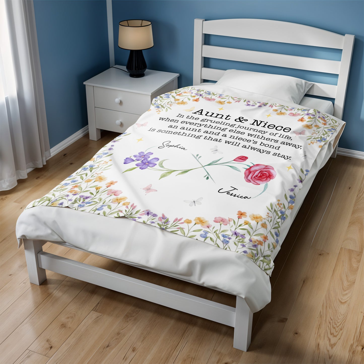 Aunt And Niece's Bond, Featuring Butterflies And Flowers