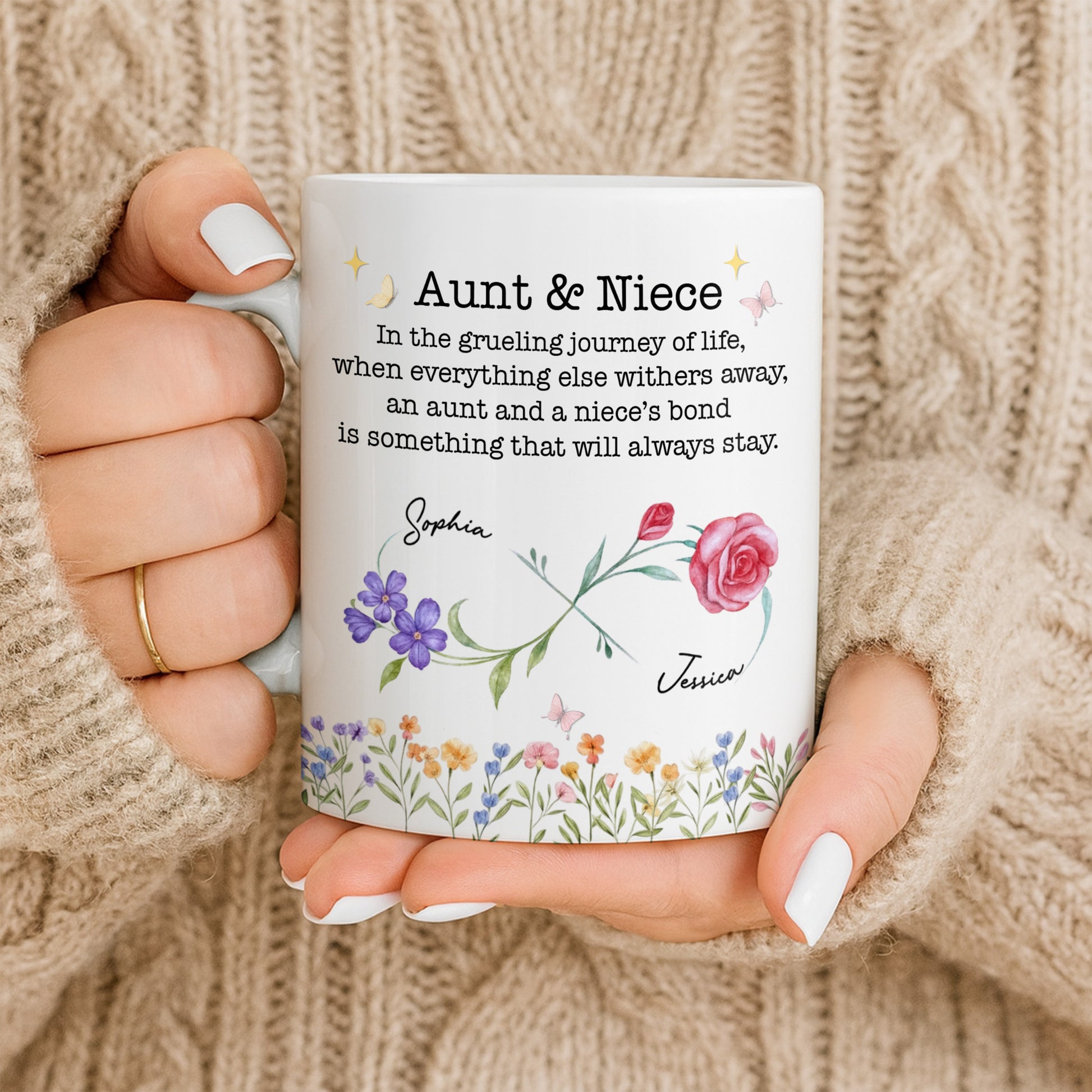 Aunt And Niece’s Bond With Flowers And Butterfly