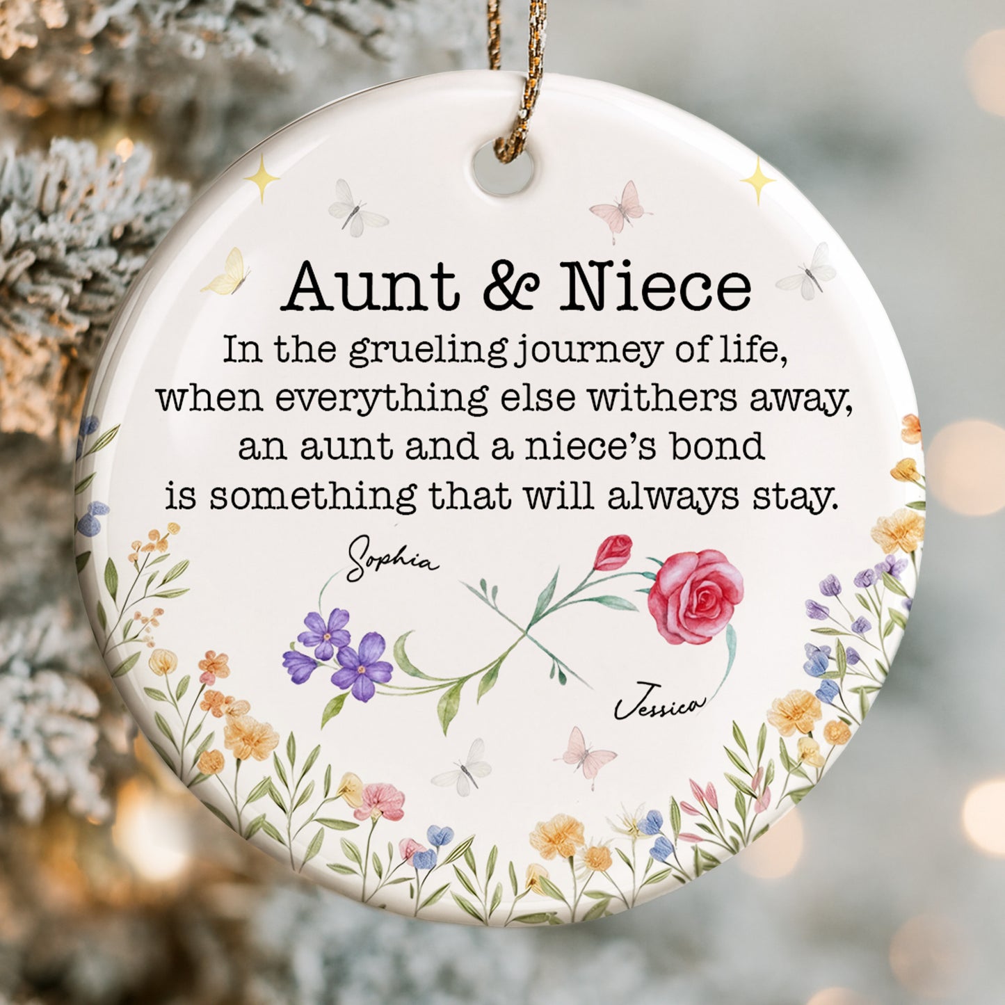 Aunt & Niece, Lifetime Bond Floral & Butterfly Design