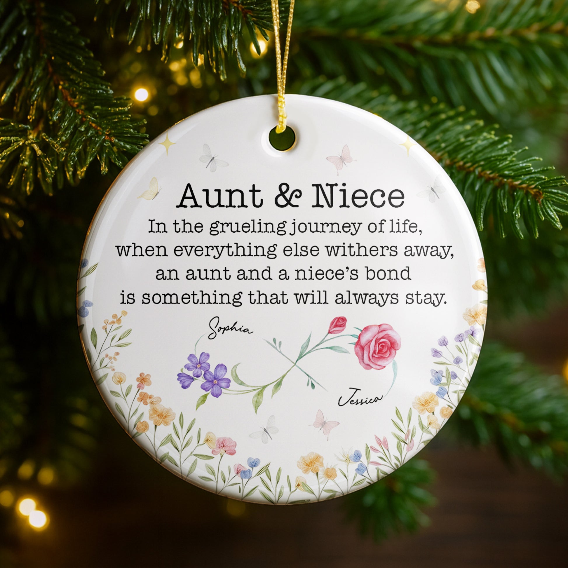 Aunt & Niece, Lifetime Bond Floral & Butterfly Design