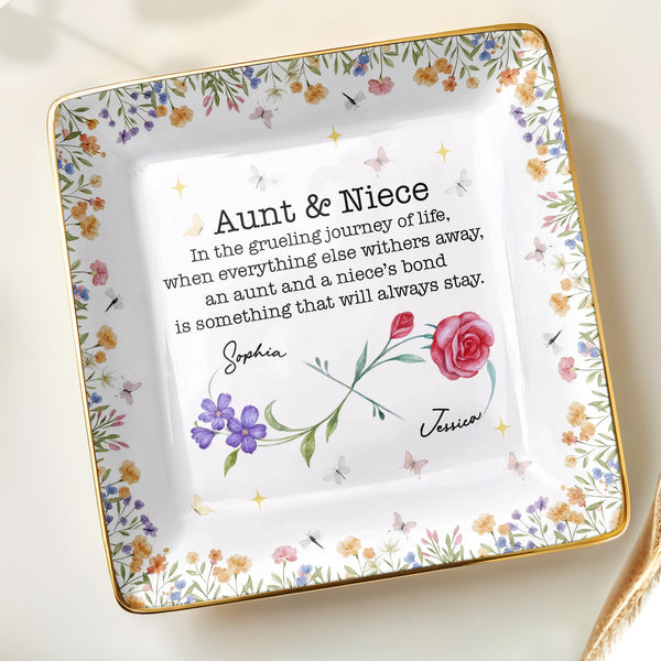 Aunt & Niece Bond, Decorated With Flowers And Butterflies