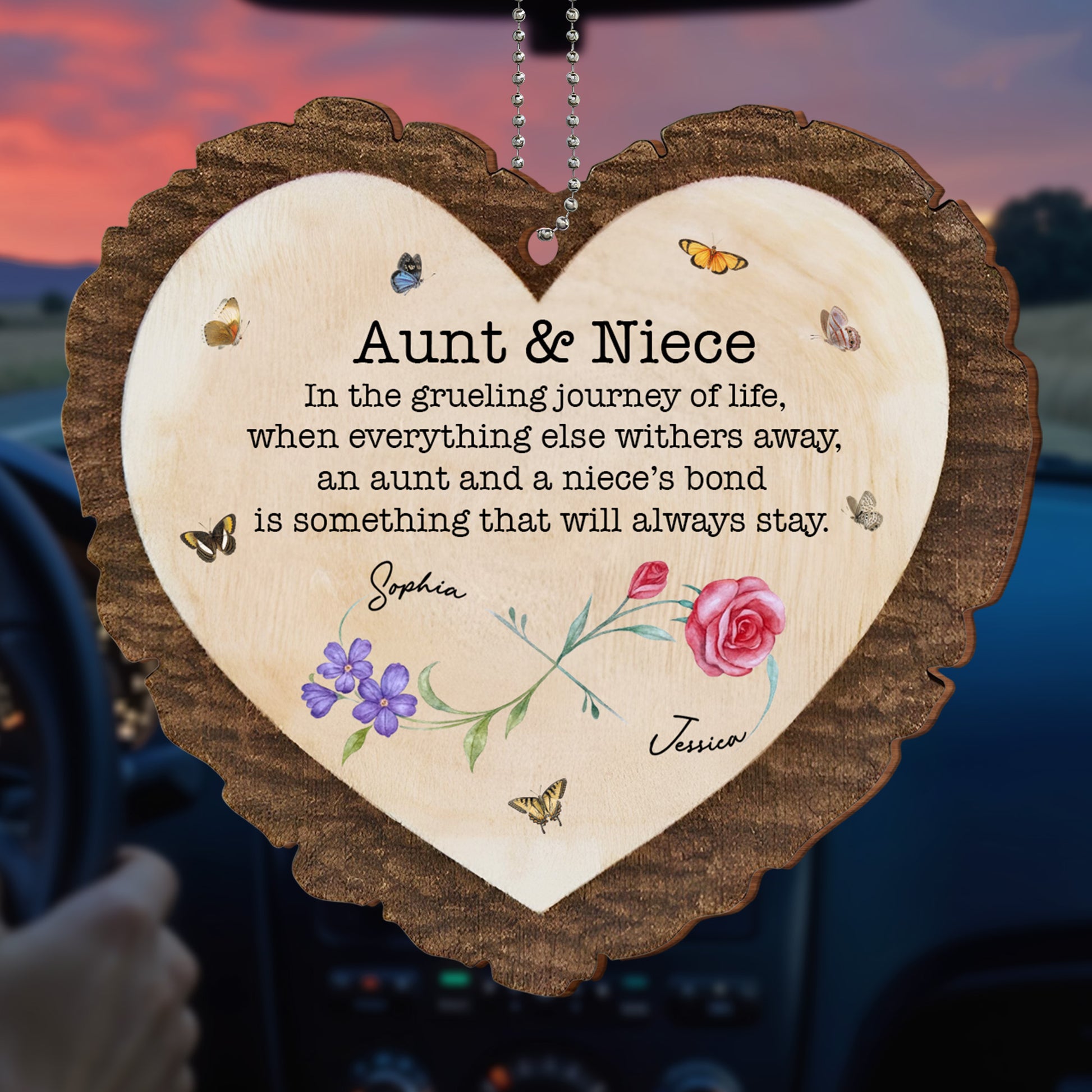 Aunt & Niece, Bonds That Always Stay, Butterflies And Flowers