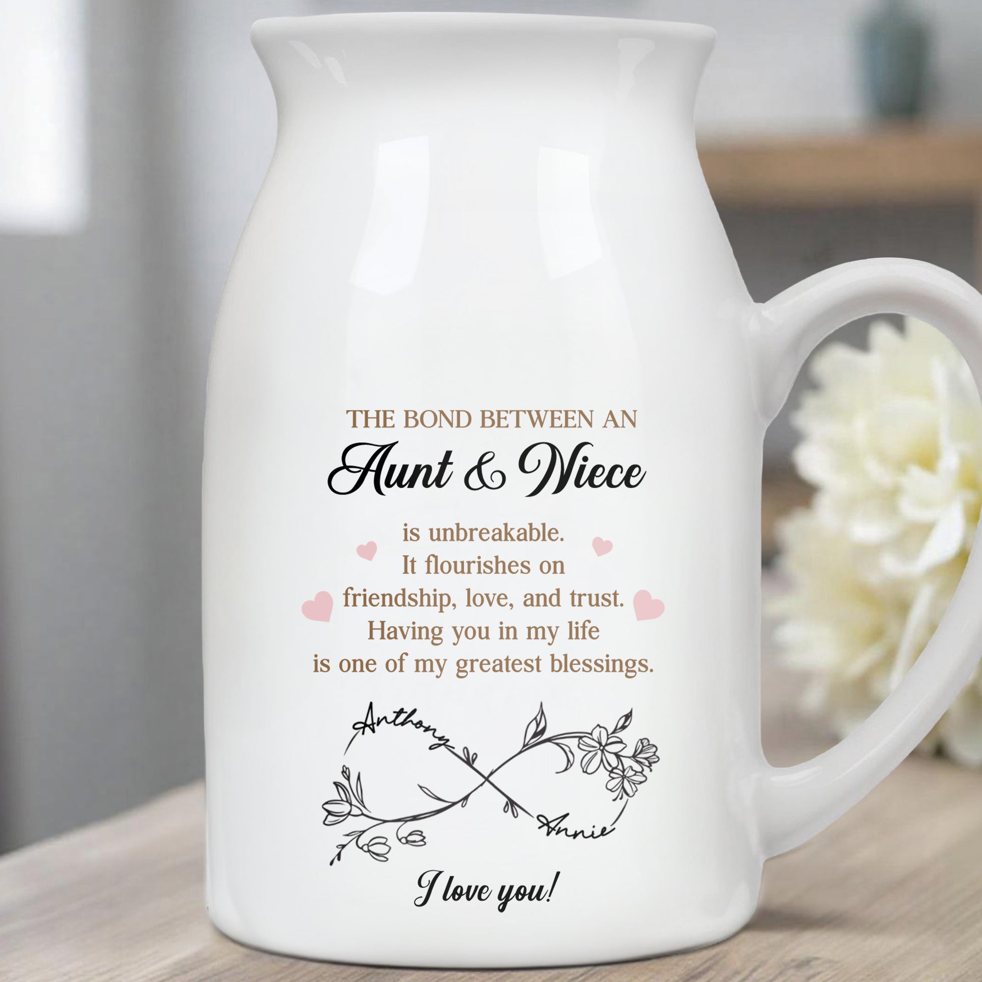 The Bond Between An Aunt & Niece, Hearts And Floral Designs