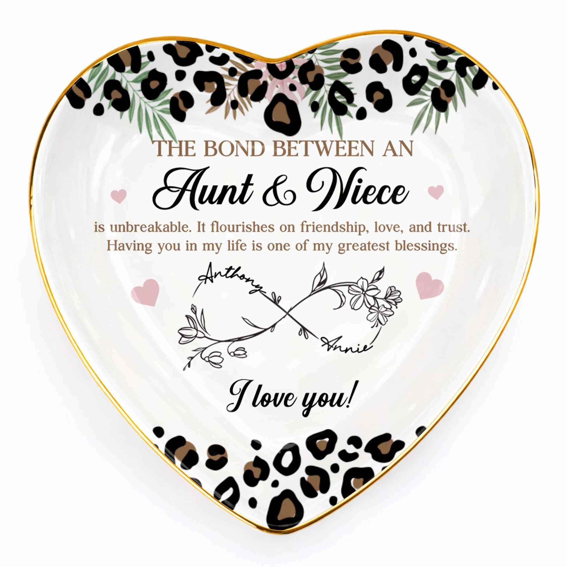 The Bond Between An Aunt And Niece Leopard Print Infinity Flower Ceramic