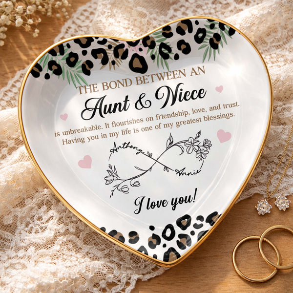 The Bond Between An Aunt And Niece Leopard Print Infinity Flower Ceramic