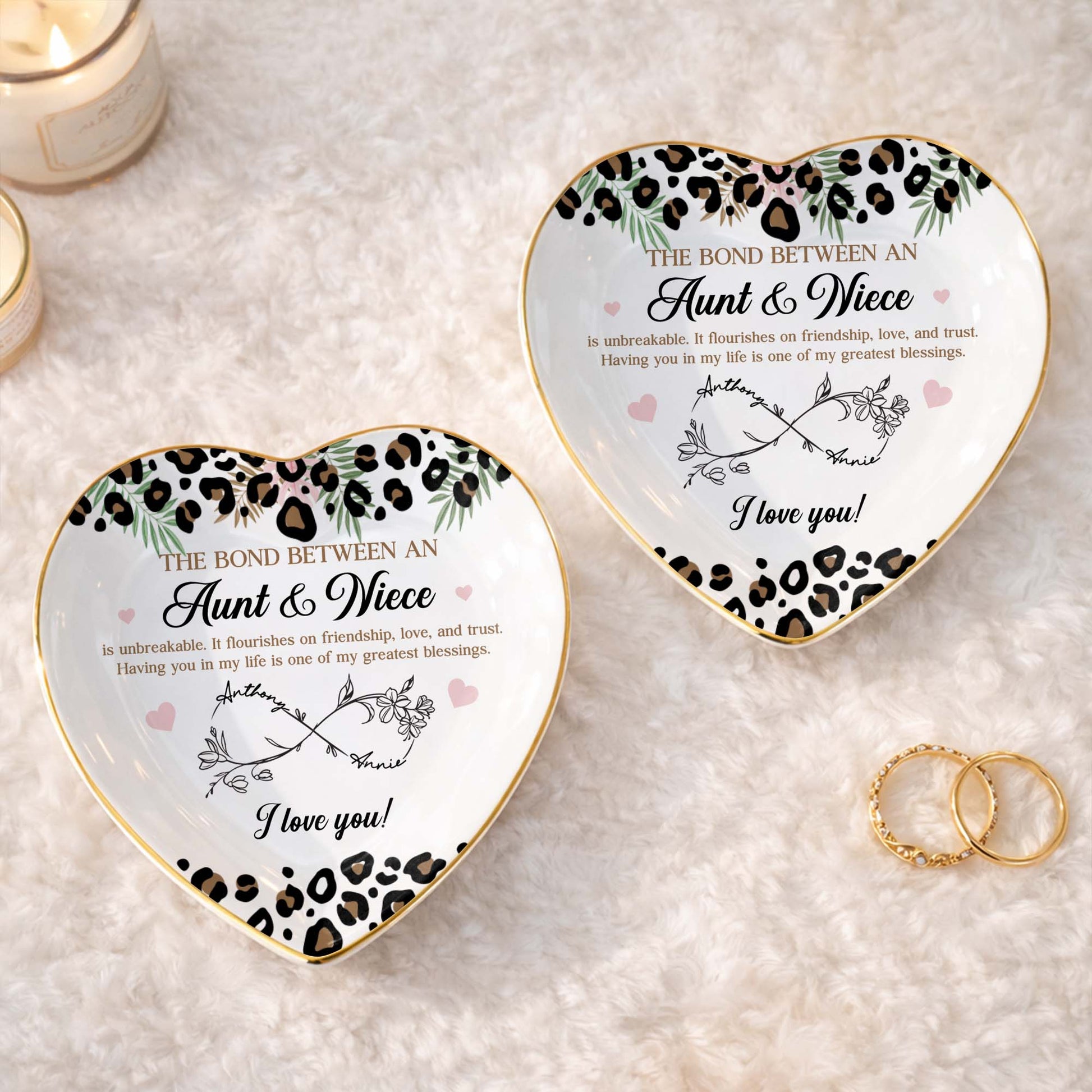 The Bond Between An Aunt And Niece Leopard Print Infinity Flower Ceramic