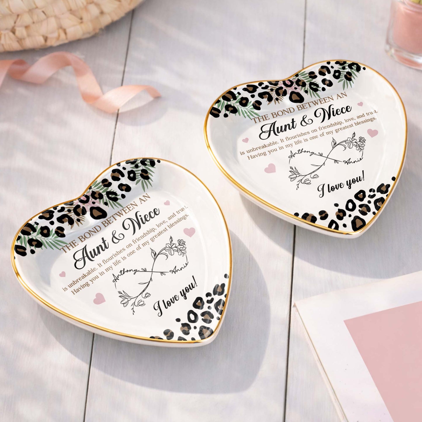 The Bond Between An Aunt And Niece Leopard Print Infinity Flower Ceramic