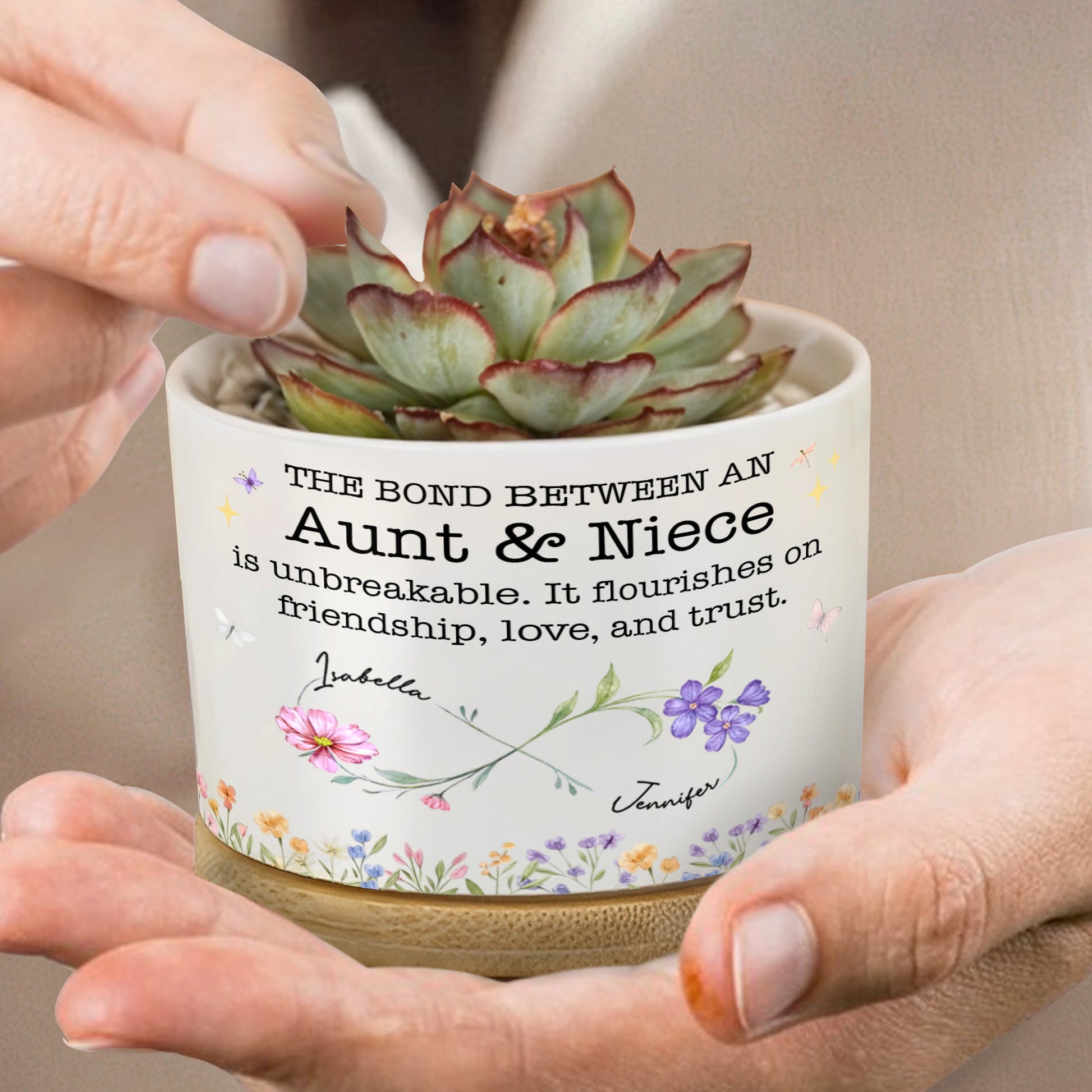 The Bond Between Aunt & Niece, Flowers And Butterflies Design