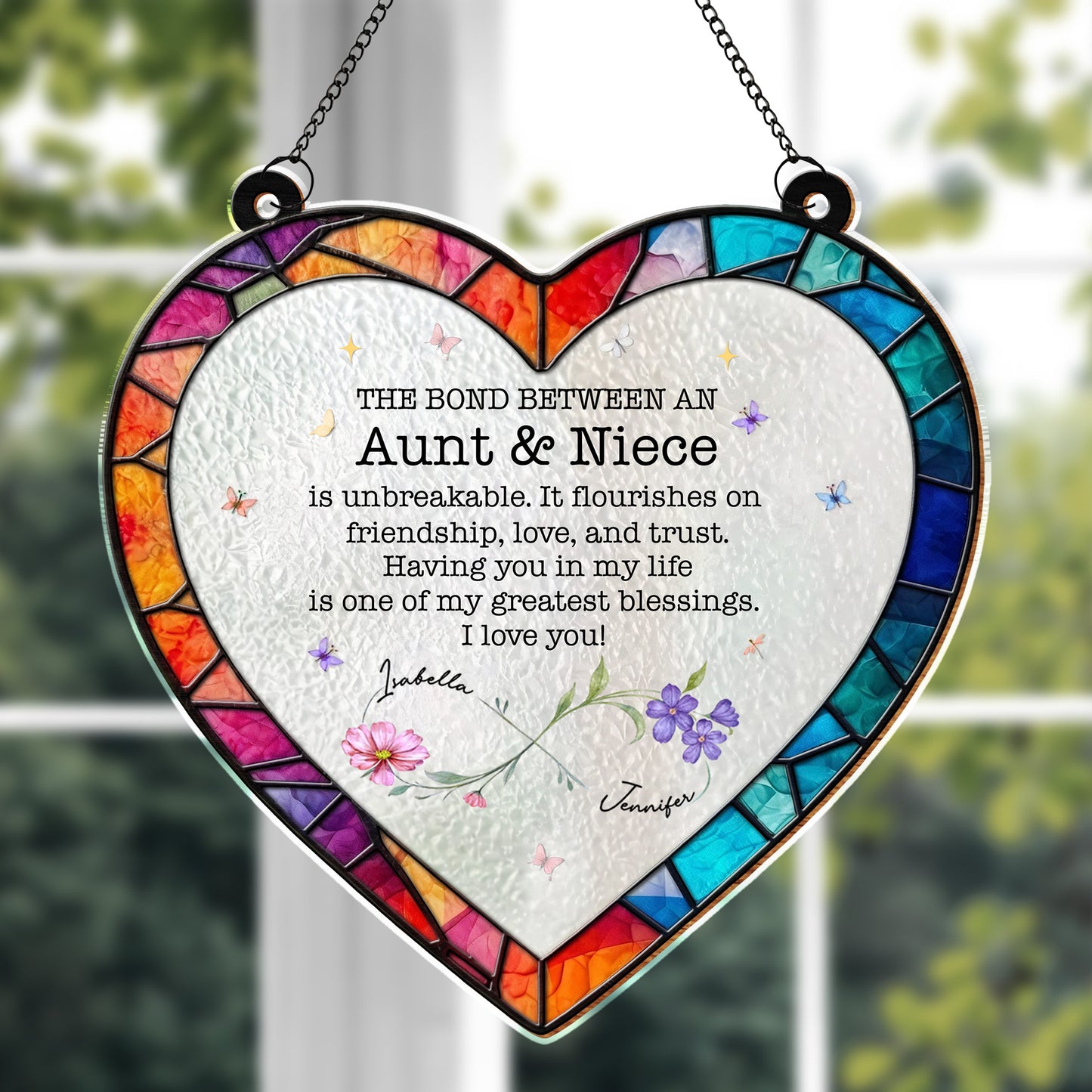 The Bond Between An Aunt & Niece, Stained Glass Heart