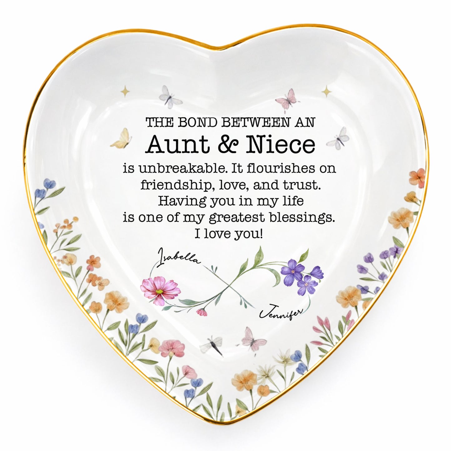 The Bond Between An Aunt And Niece Unbreakable Flower Butterfly Heart