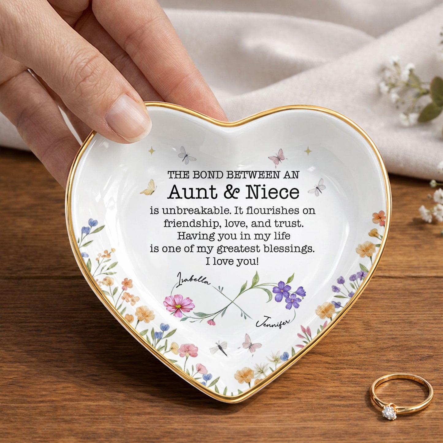 The Bond Between An Aunt And Niece Unbreakable Flower Butterfly Heart