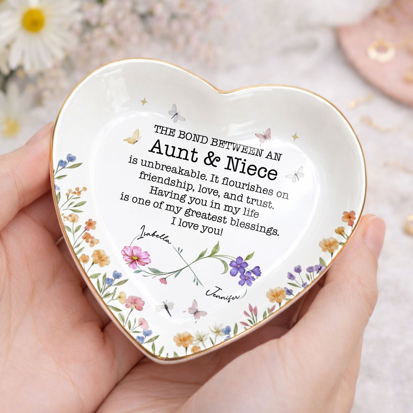 The Bond Between An Aunt And Niece Unbreakable Flower Butterfly Heart