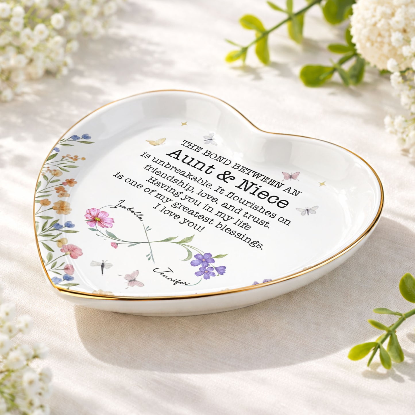 The Bond Between An Aunt And Niece Unbreakable Flower Butterfly Heart