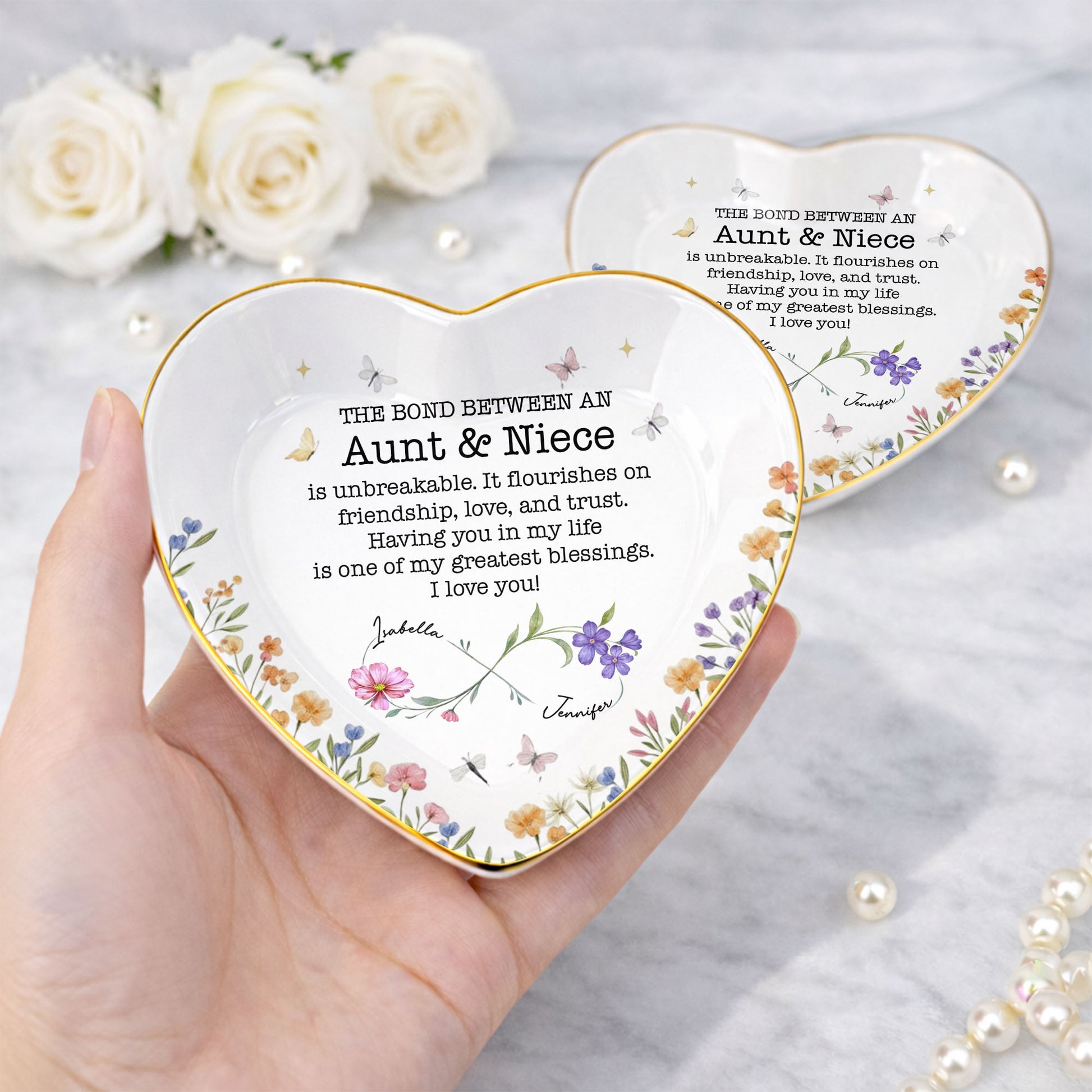 The Bond Between An Aunt And Niece Unbreakable Flower Butterfly Heart