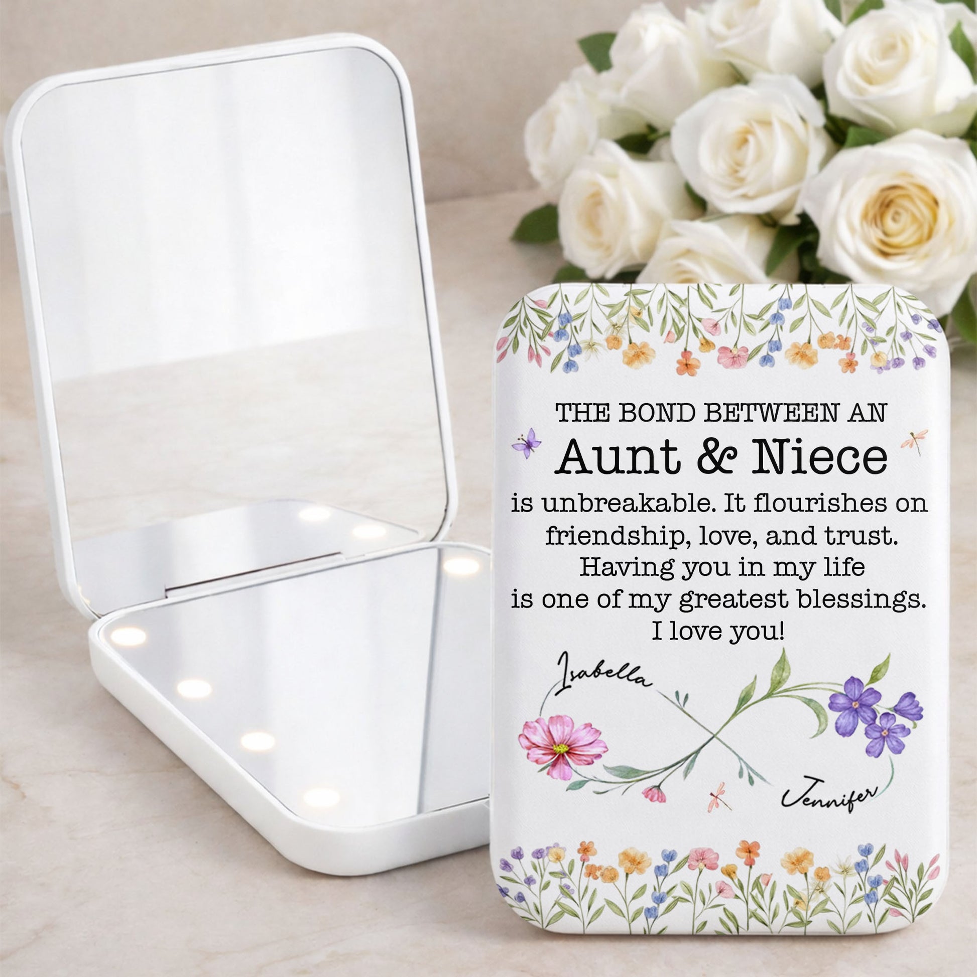 The Bond Between An Aunt And Niece Unbreakable Floral Infinity Design