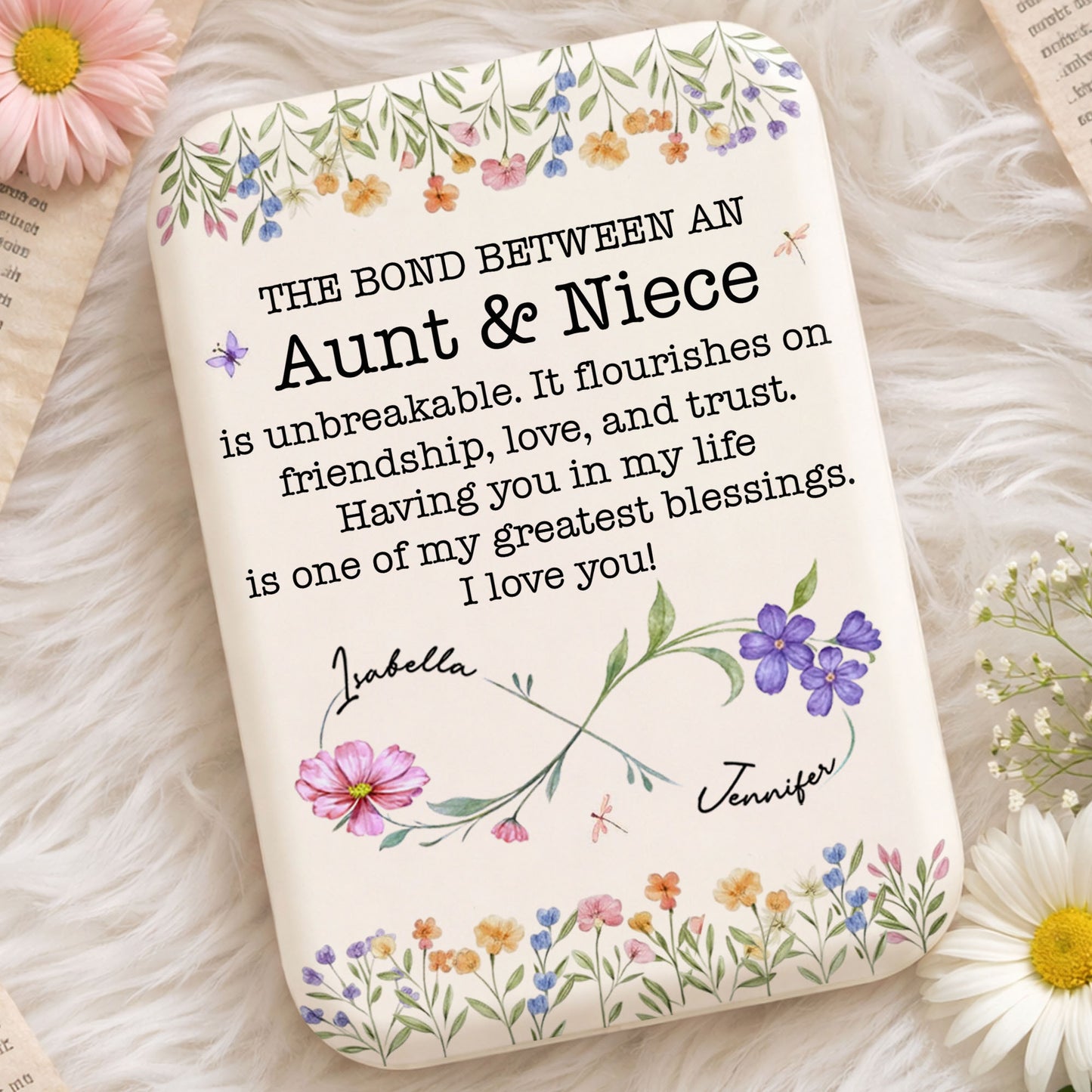The Bond Between An Aunt And Niece Unbreakable Floral Infinity Design
