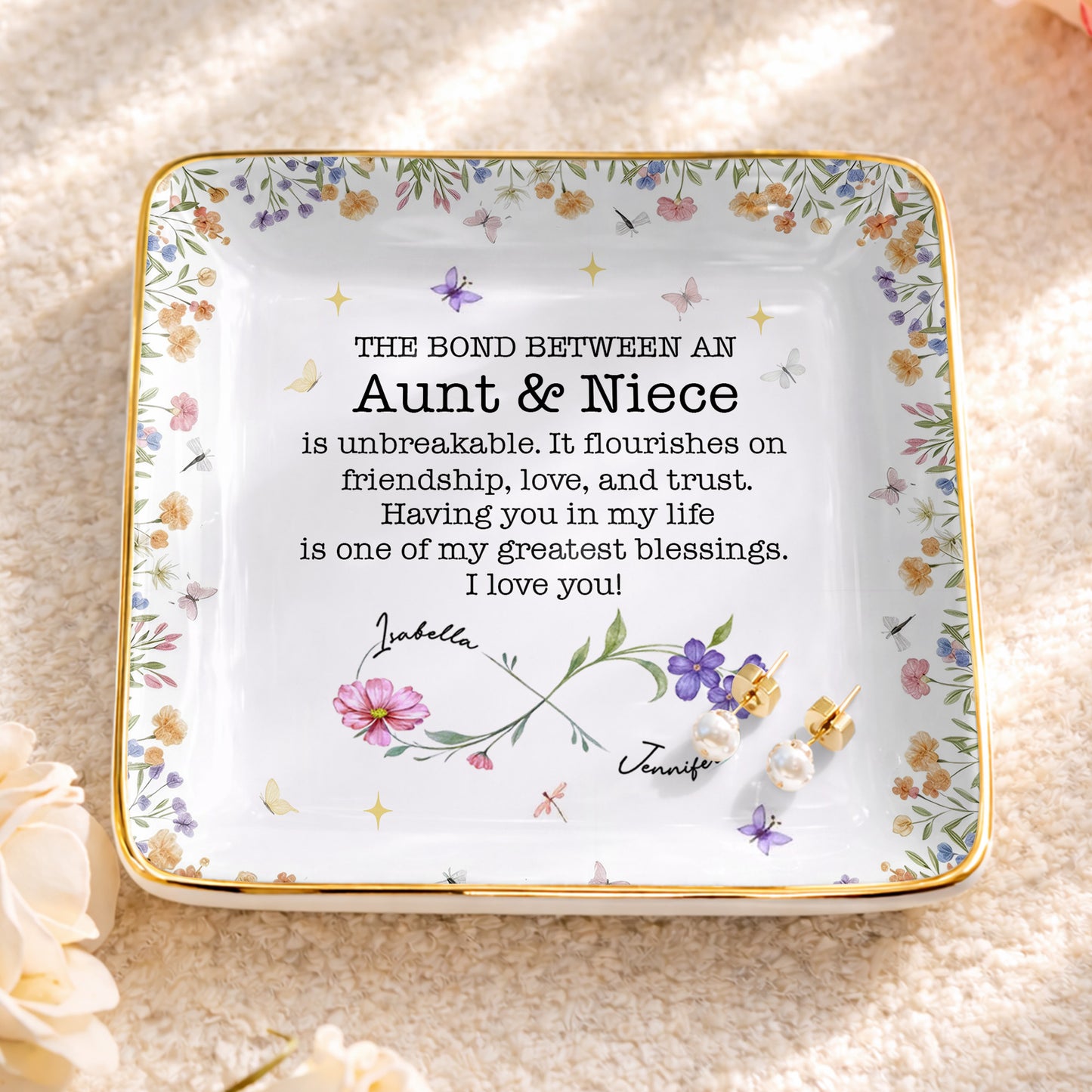 The Bond Between An Aunt & Niece, Flowers And Butterflies