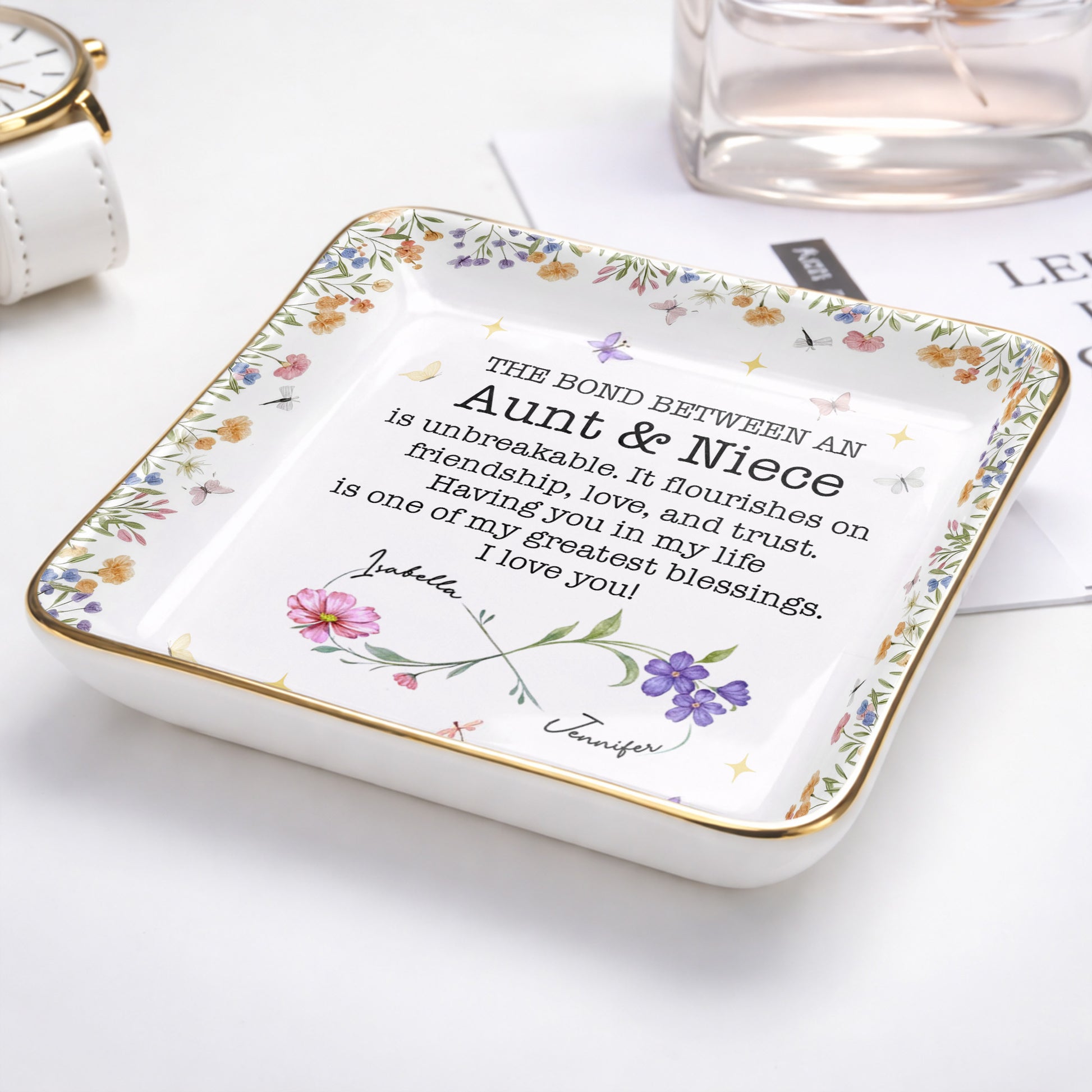 The Bond Between An Aunt & Niece, Flowers And Butterflies