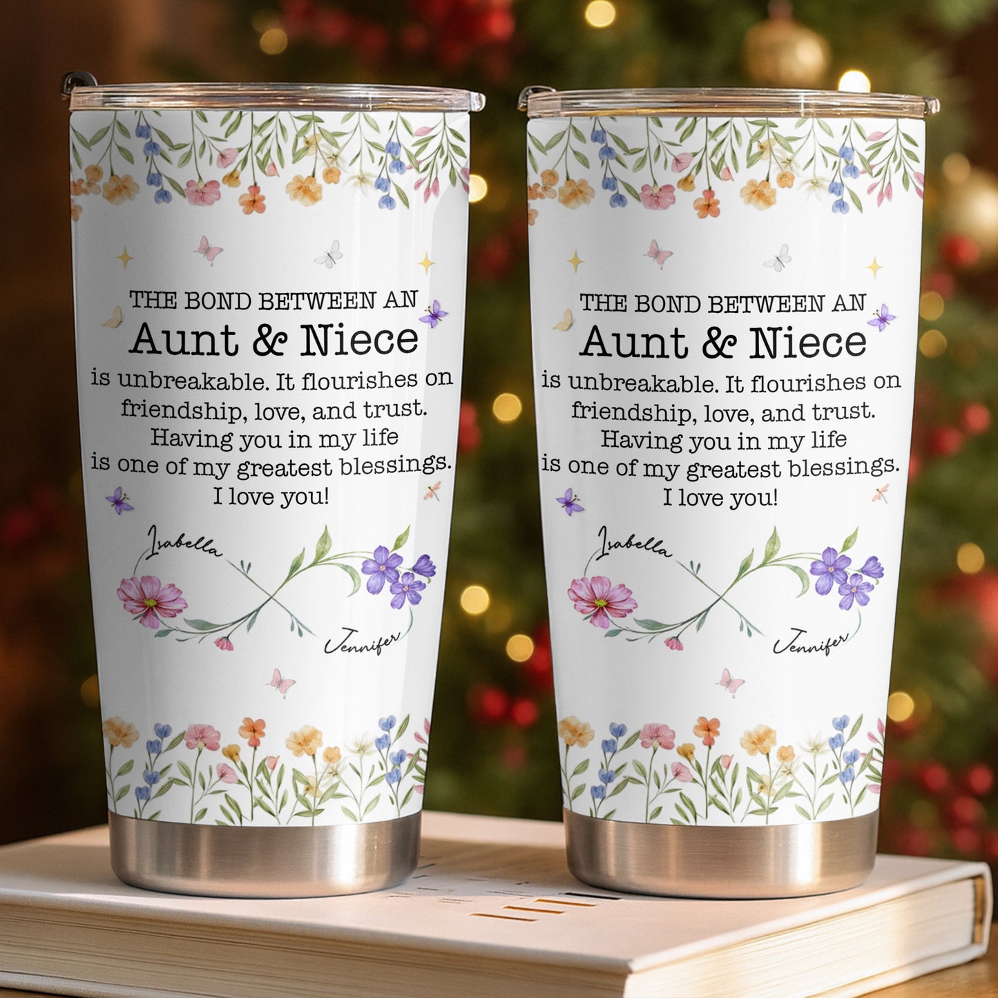 The Bond Between An Aunt & Niece, Flowers And Butterfly