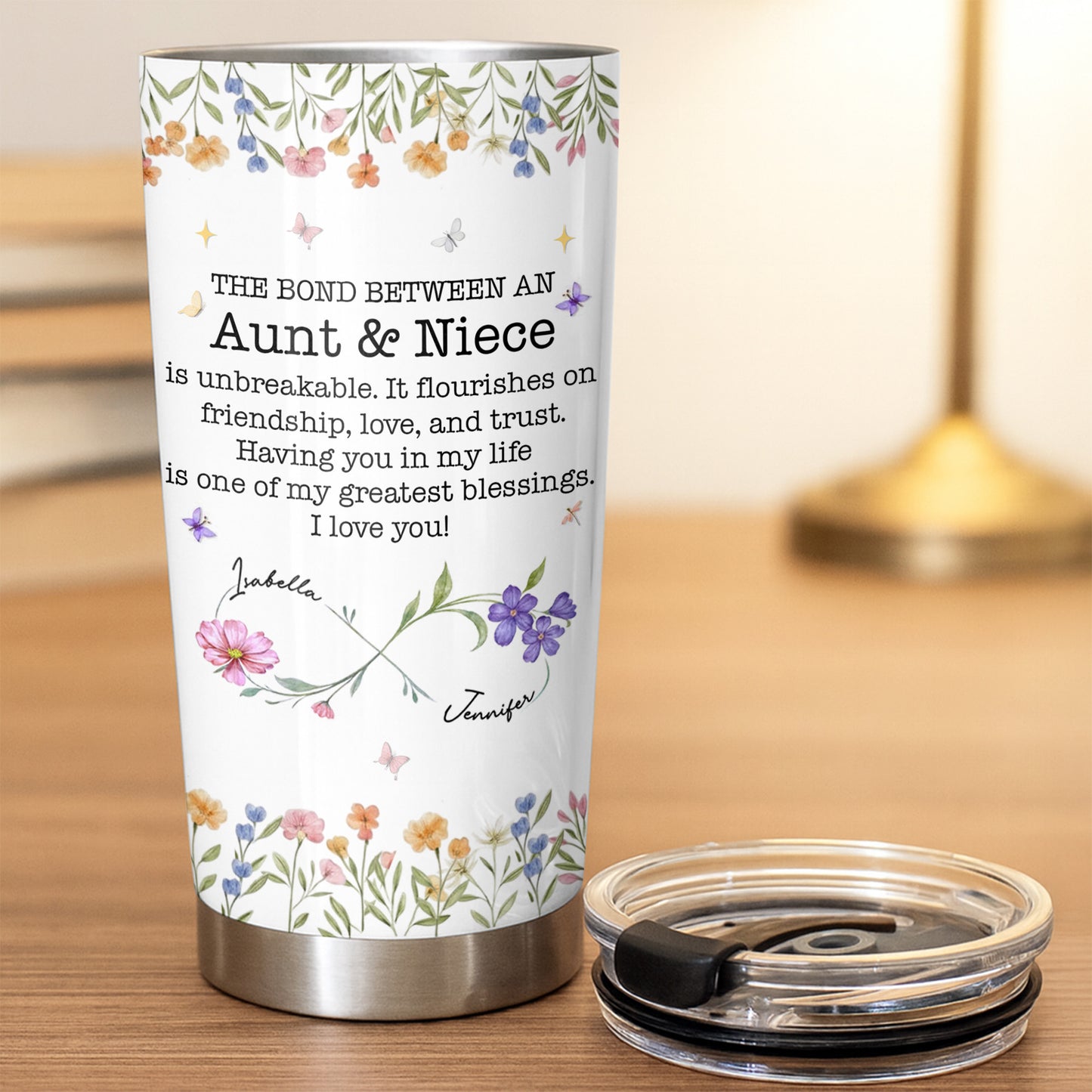 The Bond Between An Aunt & Niece, Flowers And Butterfly