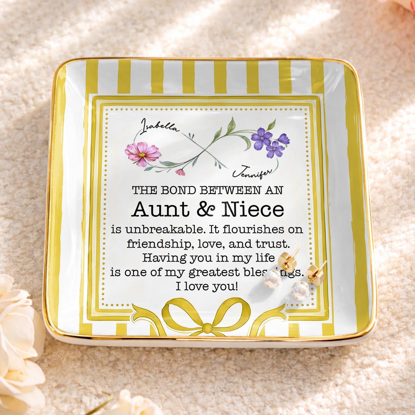 The Bond Between An Aunt & Niece, Flowers & Ribbon Decor