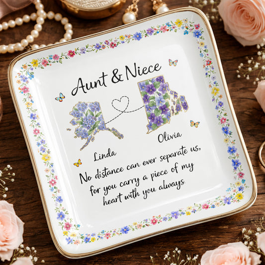 Aunt & Niece No Distance Can Ever Separate Us Floral State Map
