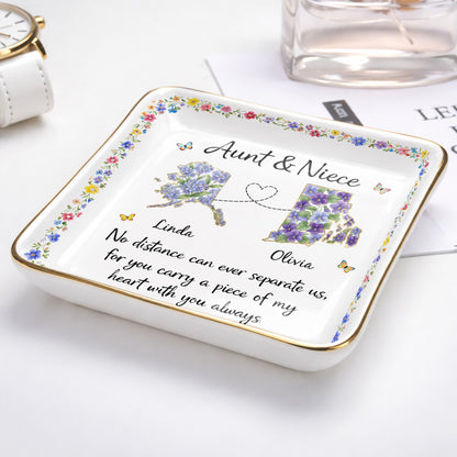 Aunt & Niece No Distance Can Ever Separate Us Floral State Map