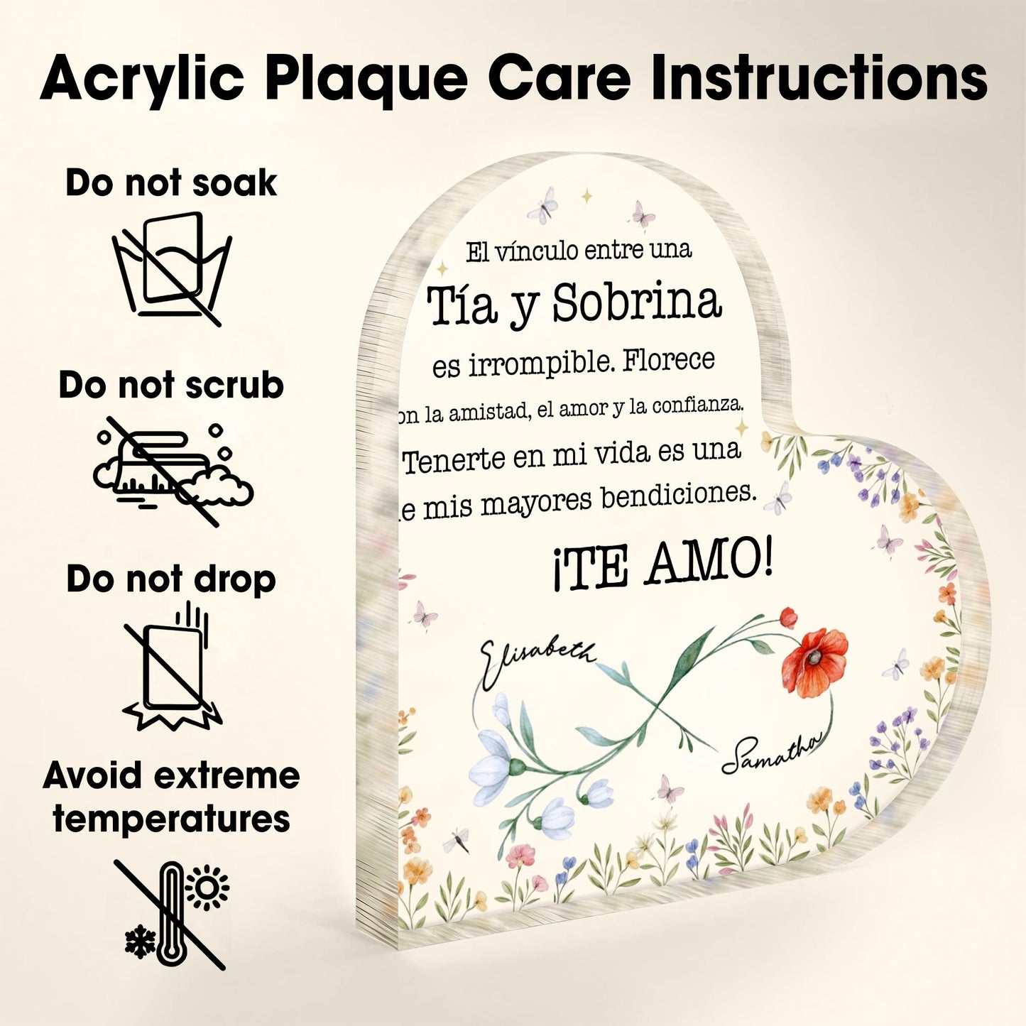 El Vínculo Entre Una Tía Y Sobrina Irrompible Floral Heart