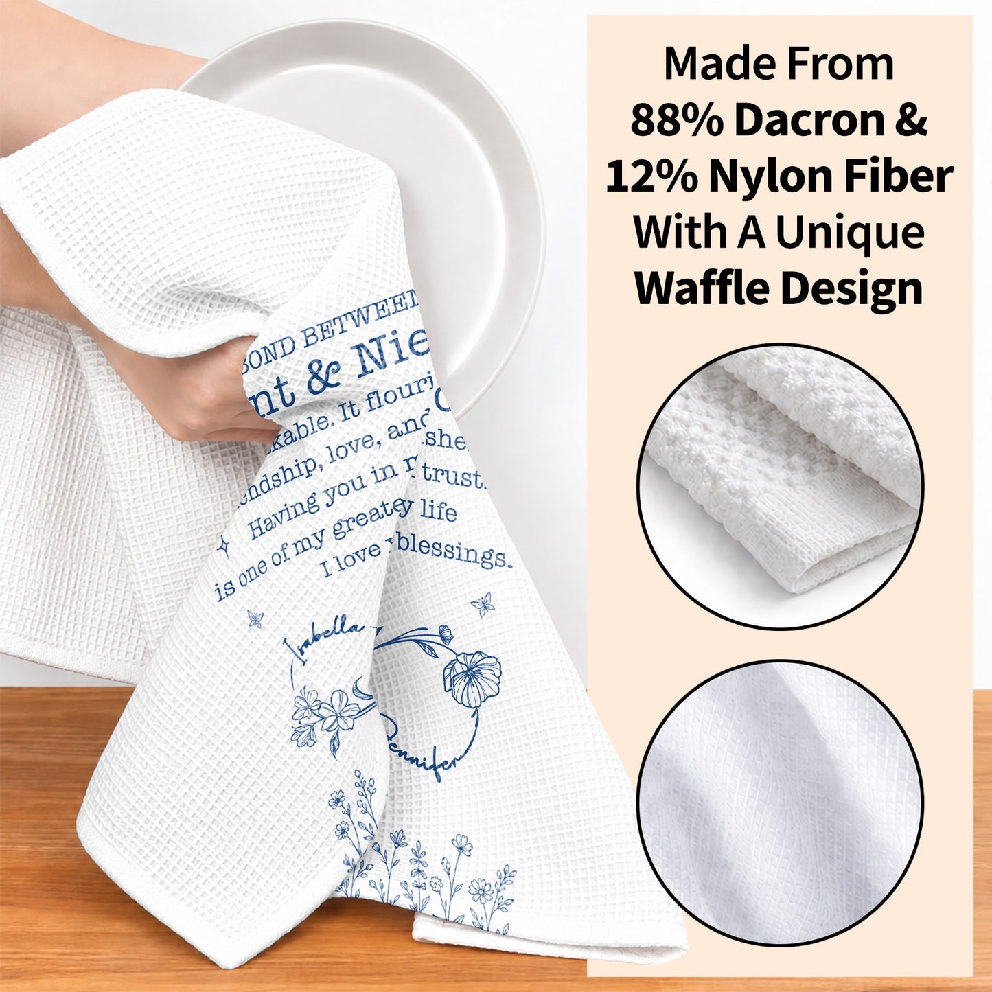 The Bond Between An Aunt And Niece Unbreakable Flowers Design - Personalized Kitchen Towel - NCE102_TOWL