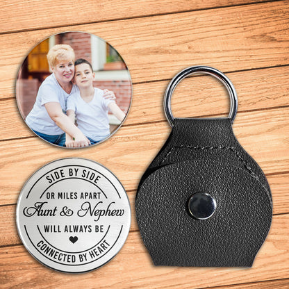 Side By Side Or Miles Apart Aunt And Nephew Heart Photo Keychain - Personalized Custom Pocket Hug - NEP006_HTOK