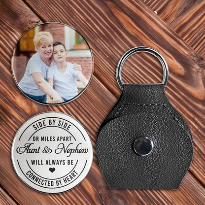 Side By Side Or Miles Apart Aunt And Nephew Heart Photo Keychain - Personalized Custom Pocket Hug - NEP006_HTOK