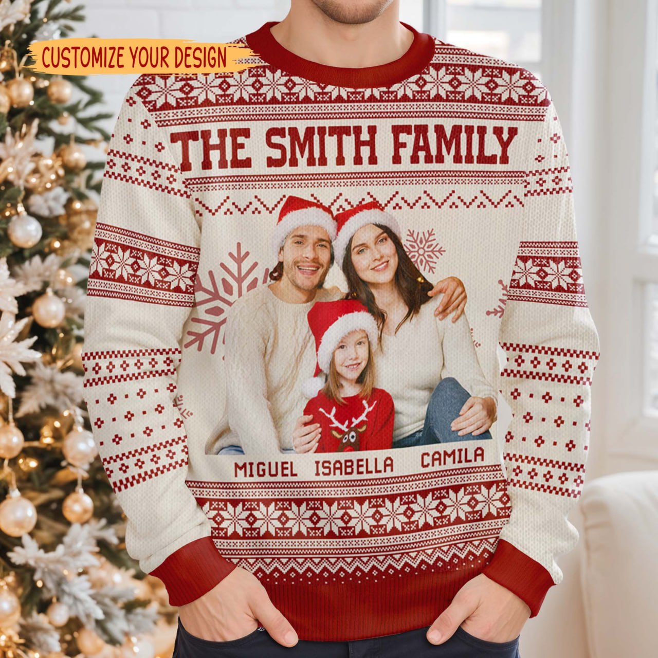 Embrace The Warmth of Family Love This Holiday Season Sweater - Personalized Custom Ugly Sweatshirt, Unisex Wool Jumper  - FAM101_TWS