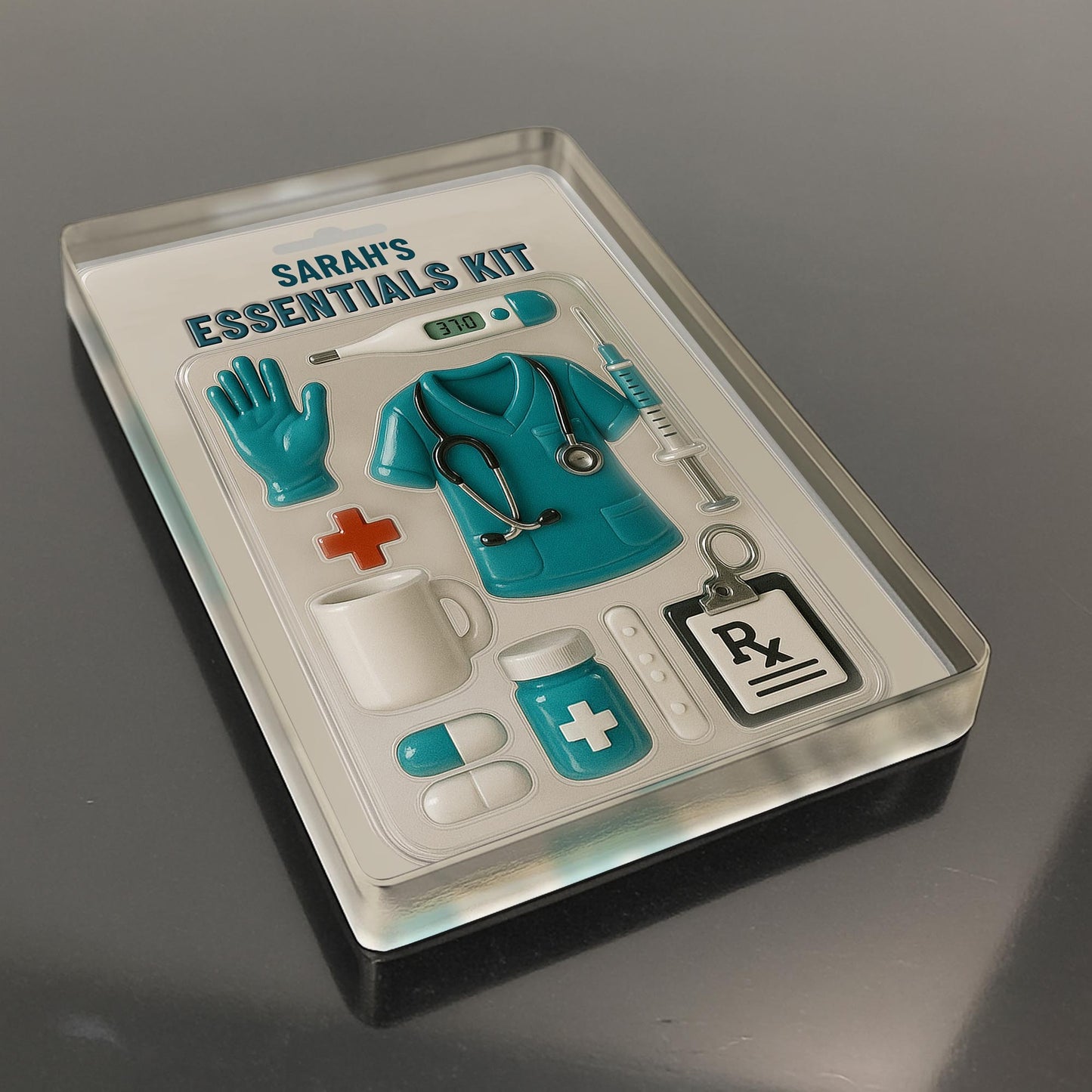 Sarah's Essentials Kit, Medical Scrubs, Stethoscope, Glove, Coffee Mug