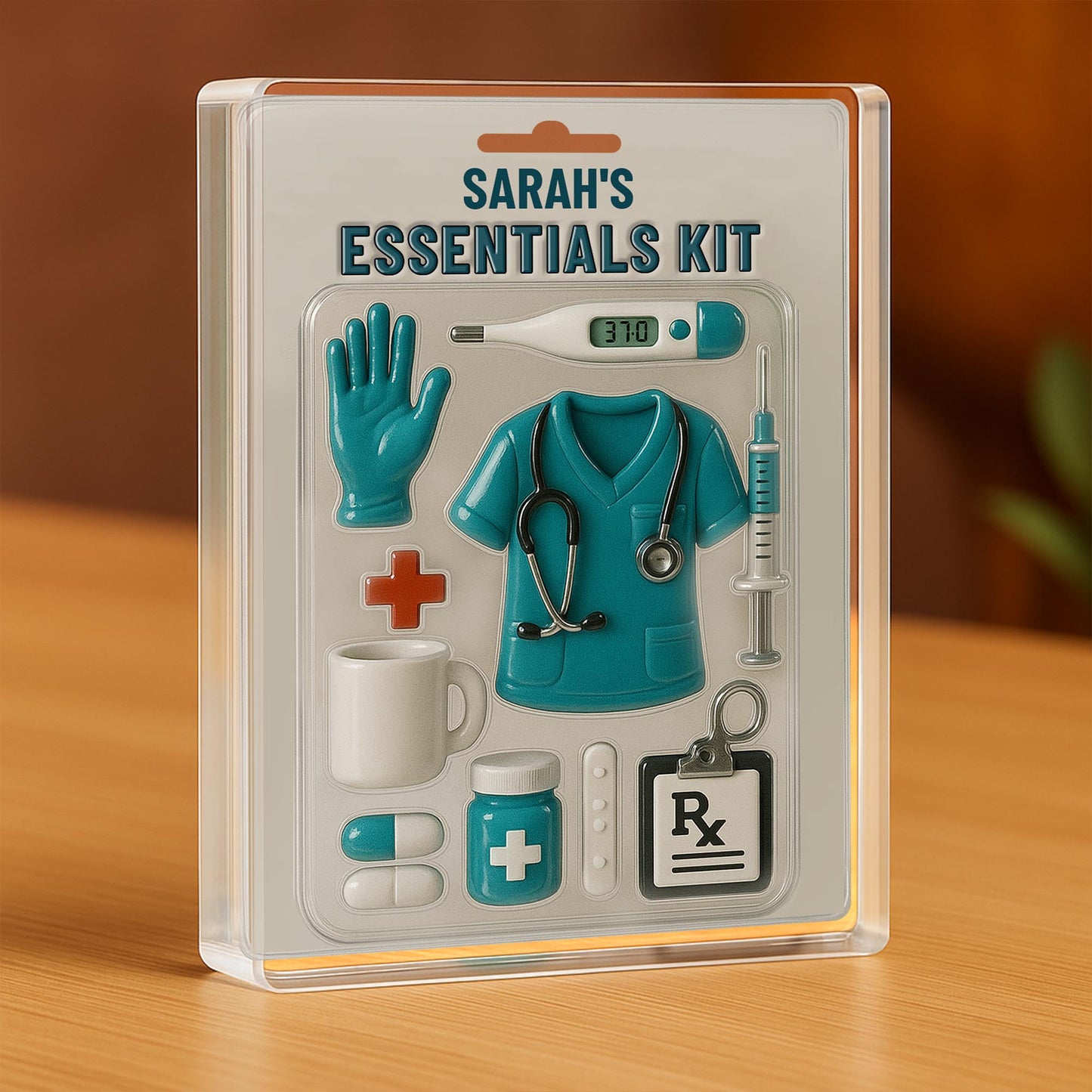 Sarah's Essentials Kit, Medical Scrubs, Stethoscope, Glove, Coffee Mug
