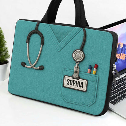 Nurse Scrub Design With Stethoscope And Pens Sleeve