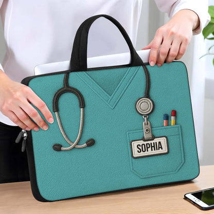 Nurse Scrub Design With Stethoscope And Pens Sleeve