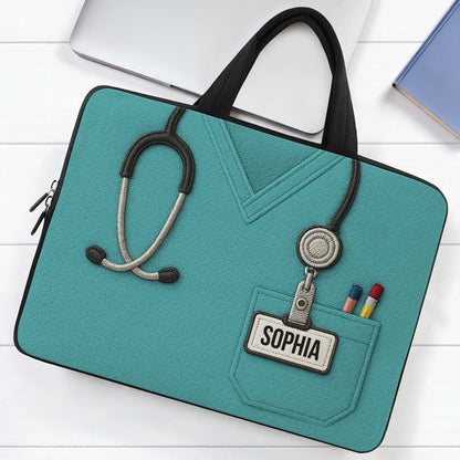 Nurse Scrub Design With Stethoscope And Pens Sleeve