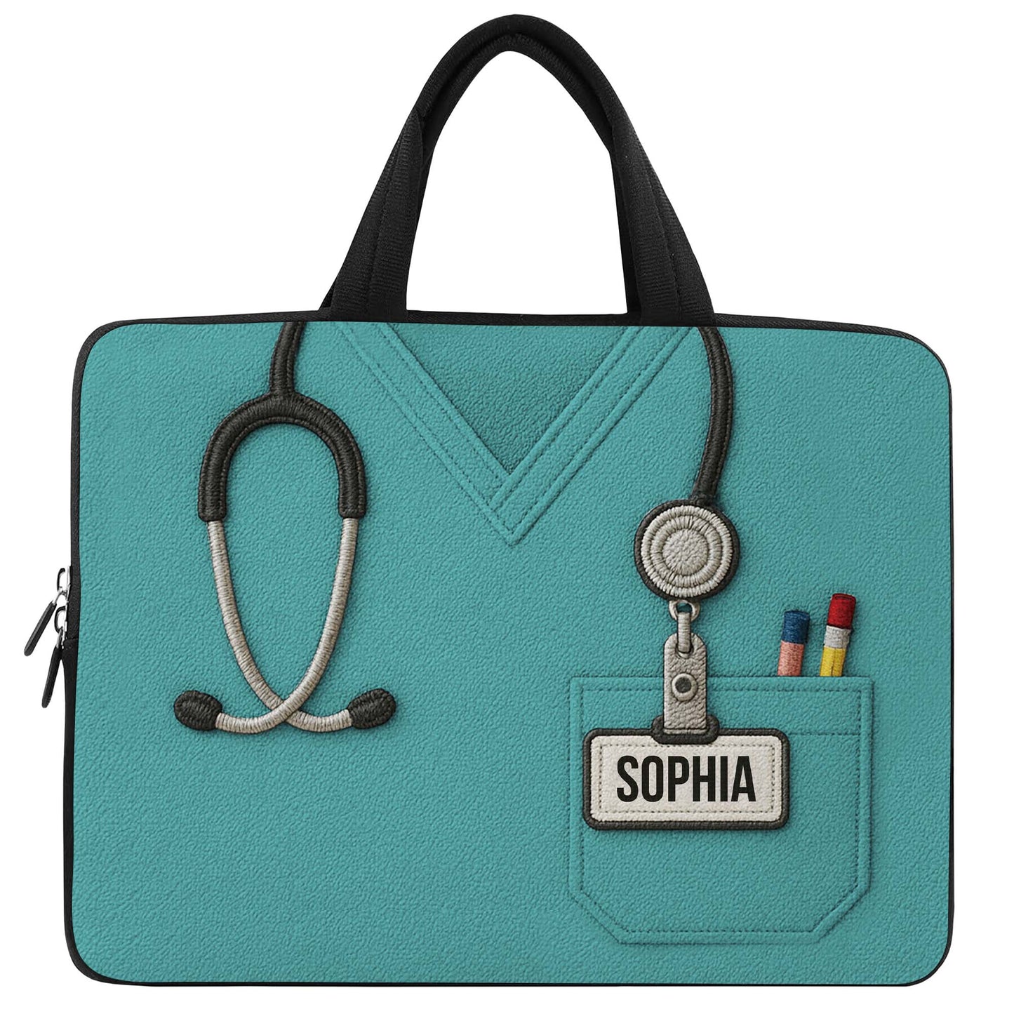Nurse Scrub Design With Stethoscope And Pens Sleeve
