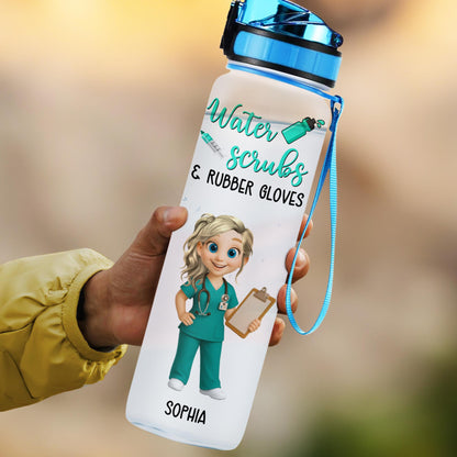 Water, Scrubs & Rubber Gloves, Nurse With Stethoscope