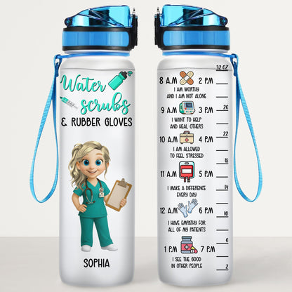 Water, Scrubs & Rubber Gloves, Nurse With Stethoscope