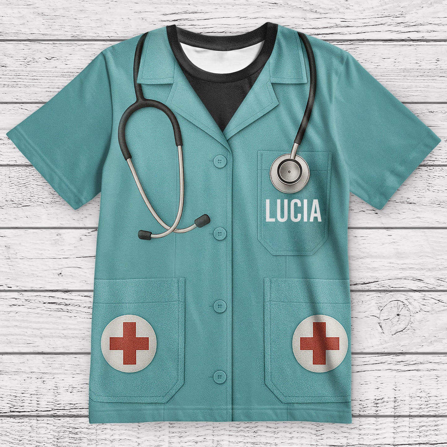 Customizable Nurse Station Uniform Printed T-Shirt With Stethoscope