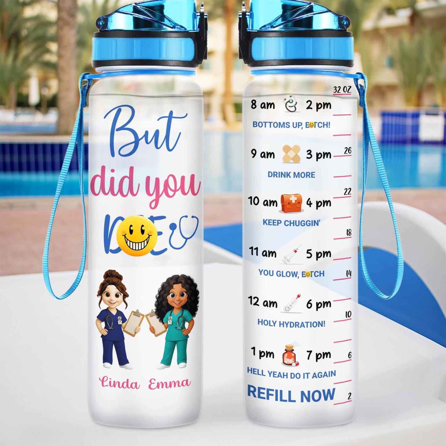 But Did You Die, Cartoon Nurse Characters - Personalized Tracker Bottle - NUR010_WATRA