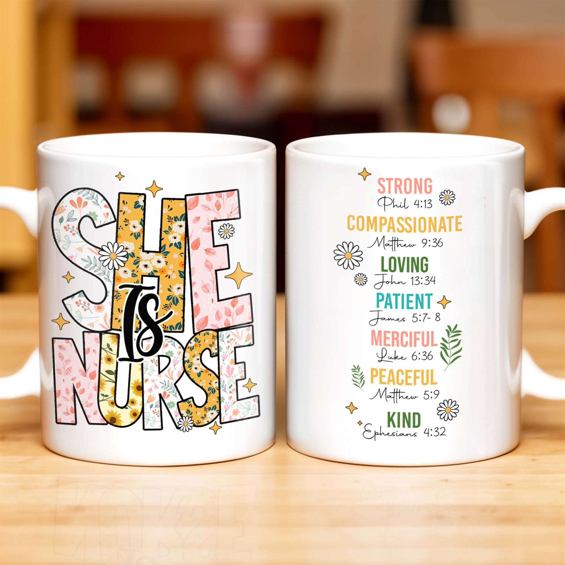 Strong, Compassionate, Loving, Patient, Merciful, Peaceful, Kind, Flowers and Stars