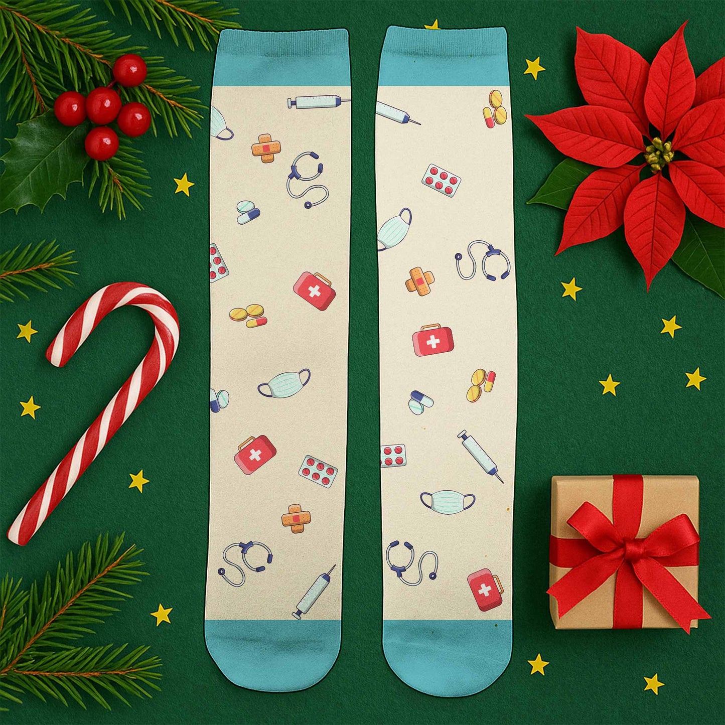 Nurse Mode Off, Customizable Socks With Nurse And Medical Symbols