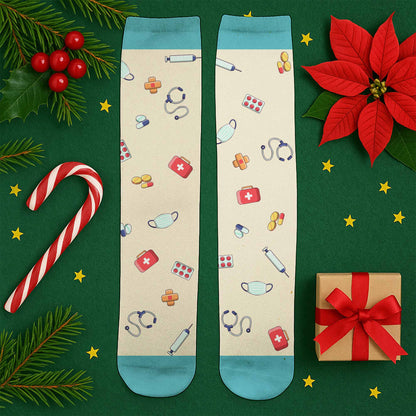 Nurse Mode Off, Customizable Socks With Nurse And Medical Symbols