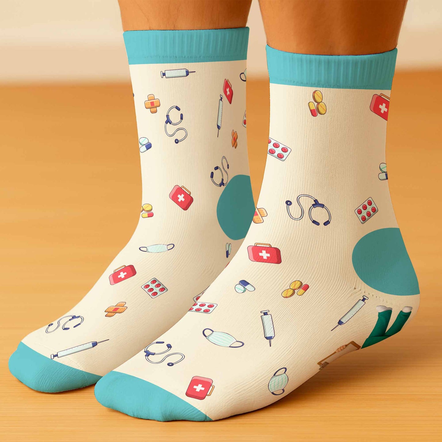 Nurse Mode Off, Customizable Socks With Nurse And Medical Symbols
